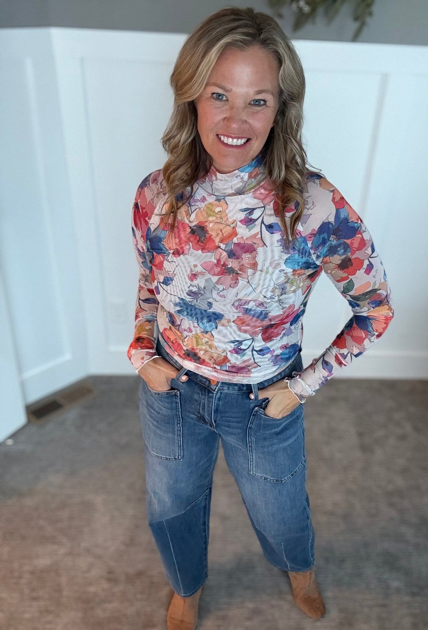 Floral Mesh Top - Multi