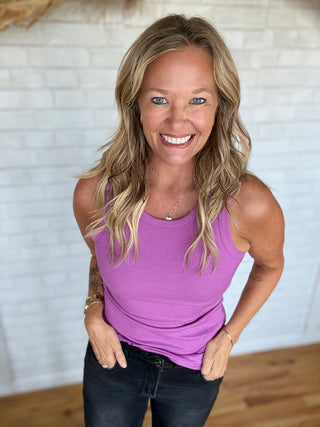 Ella Ribbed Tank Top - Mulberry