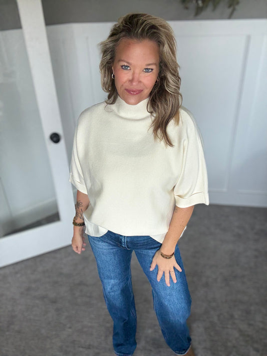 Mia Mock Neck Sweater -Ivory