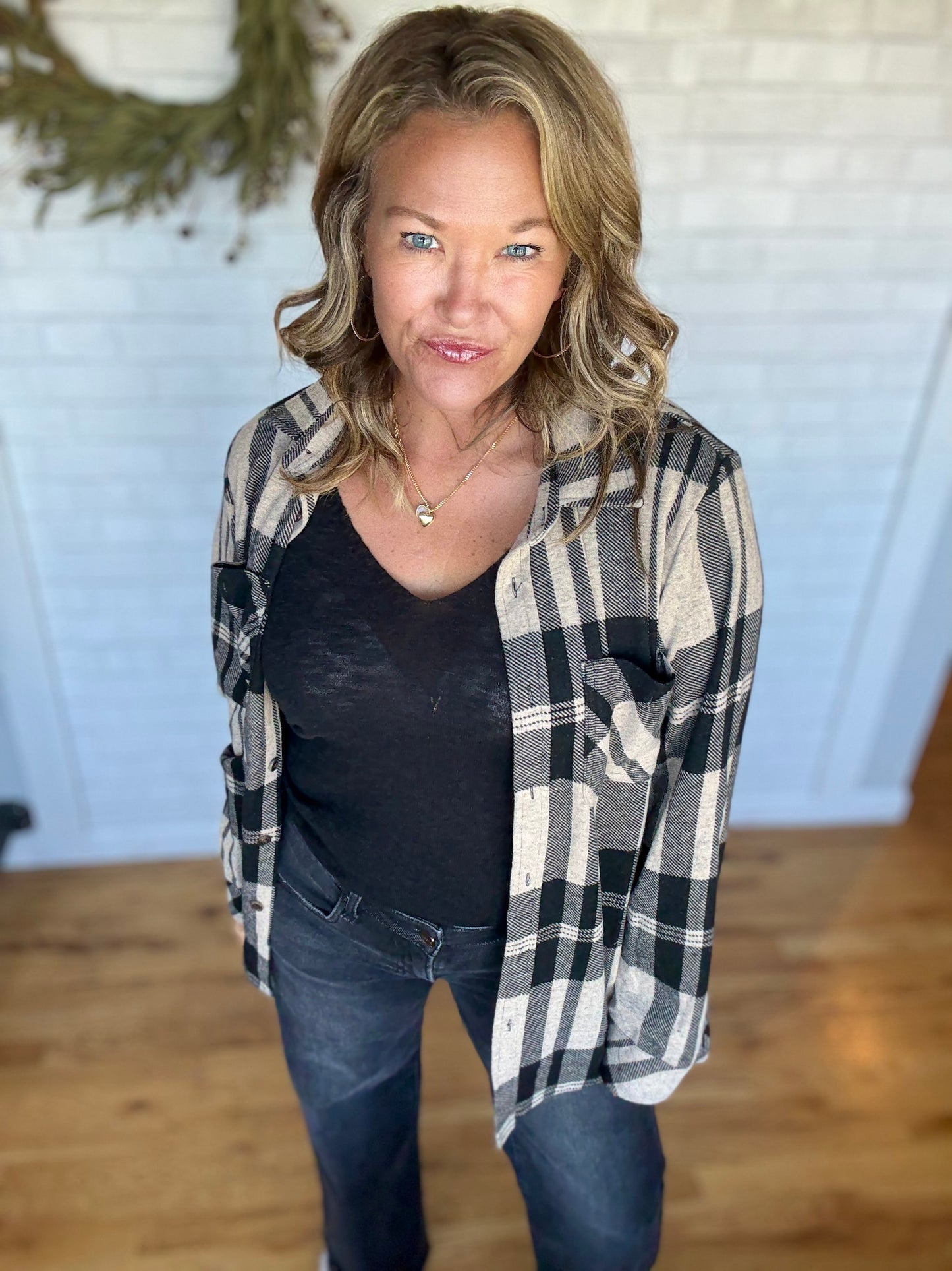 Super Soft Button Up - Tan & Black