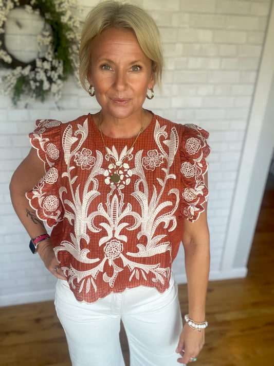 Flutter Sleeve Texture Top