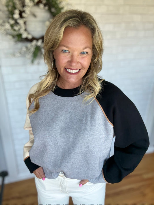 Raglan Color block - Grey/Black