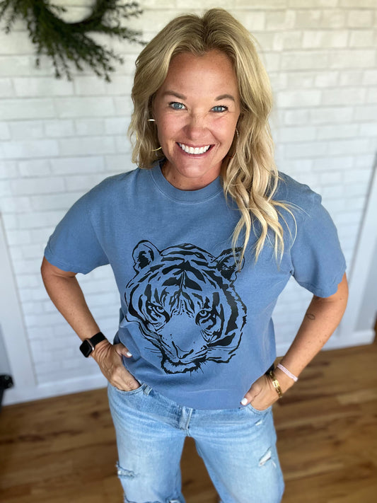 Tiger Graphic Tee -Blue Jean