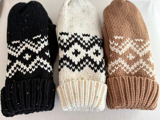 Speckled Patterned Knit Mittens