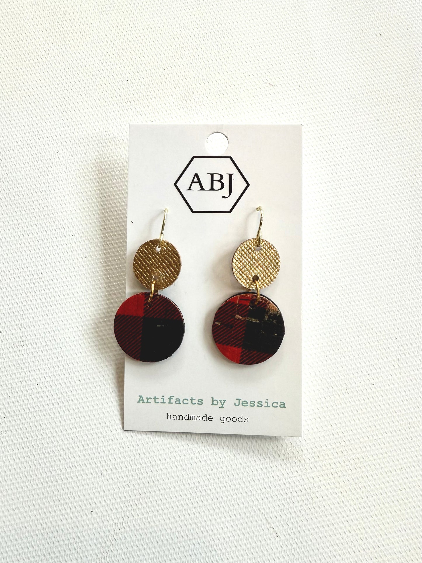 Leather Earrings - Christmas Double Circle