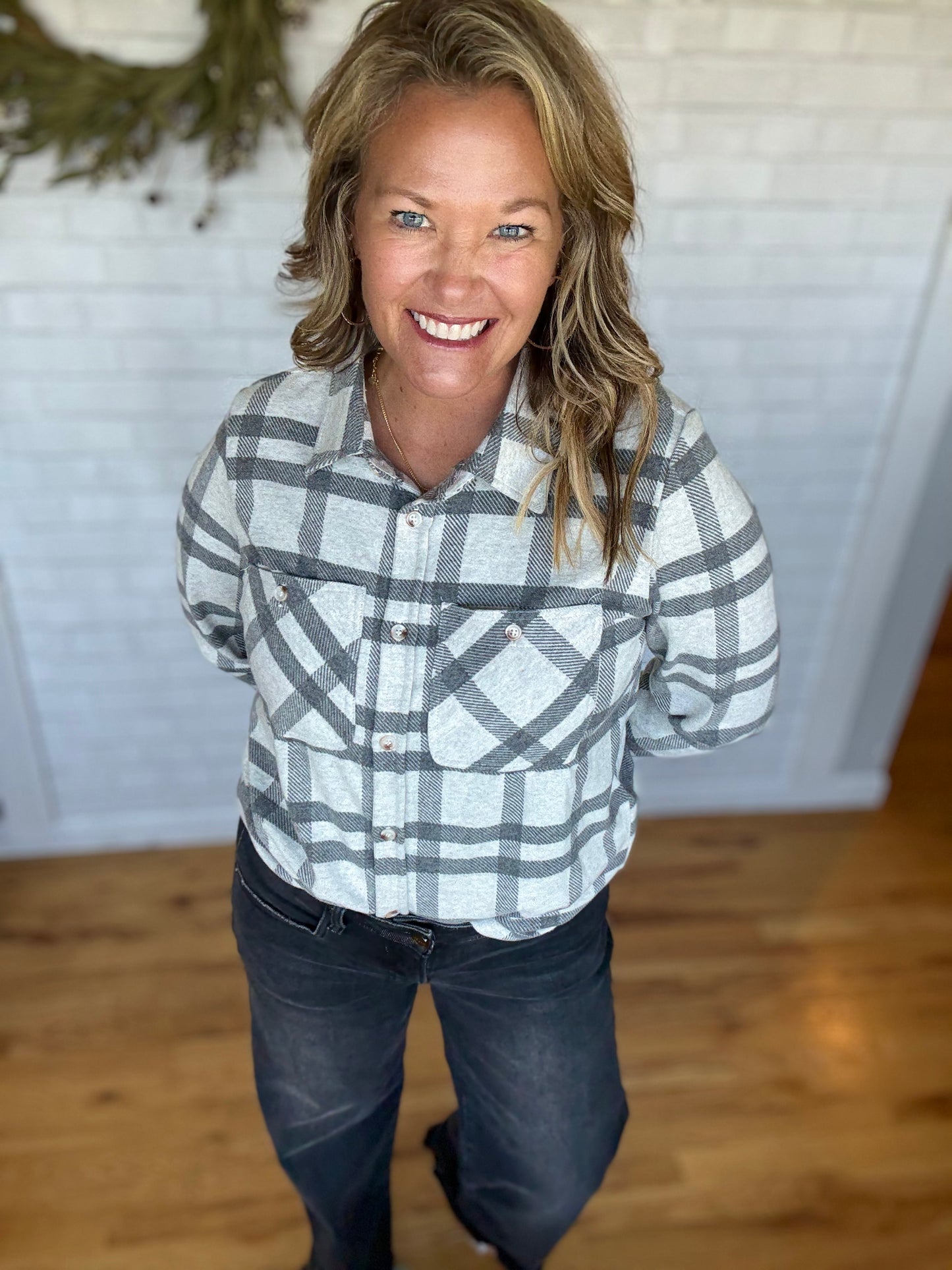 Super Soft Button Up - Gray & Charcoal
