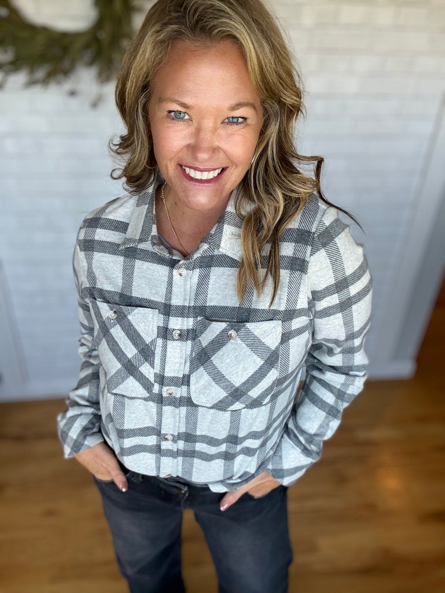 Super Soft Button Up - Gray & Charcoal
