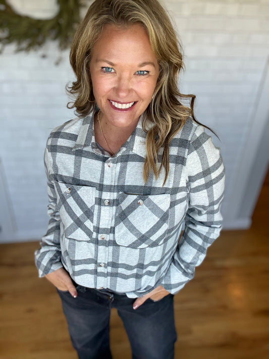 Super Soft Button Up - Gray & Charcoal