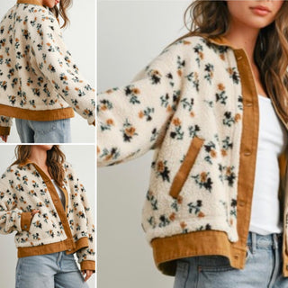Floral Collared Button-down Jacket