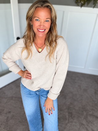 Vanna V-Neck Sweater – oat