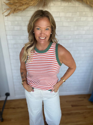 Color Tipped Tank - Orange/Green
