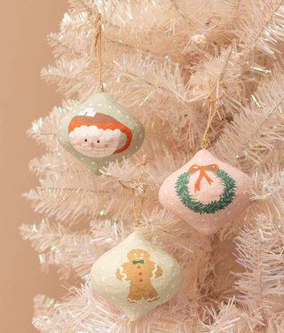 Paper Mache Holiday Teardrop Ornaments (Pk/12 Ast)| Tree