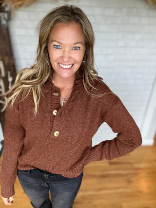 Ava Quarter Button Sweater - A Bushel & A Peck