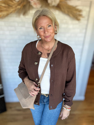 Barrett Cardigan- Brown - A Bushel & A Peck