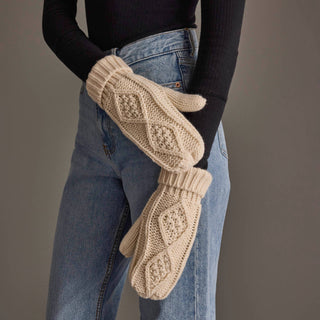Beige Cable Knit Mittens - A Bushel & A Peck
