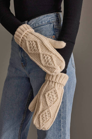 Beige Cable Knit Mittens - A Bushel & A Peck