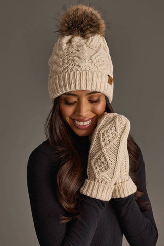 Beige Cable Knit Mittens - A Bushel & A Peck