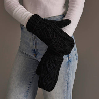 Black Cable Knit Mittens - A Bushel & A Peck
