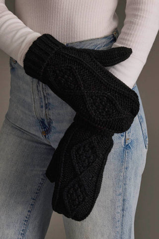 Black Cable Knit Mittens - A Bushel & A Peck