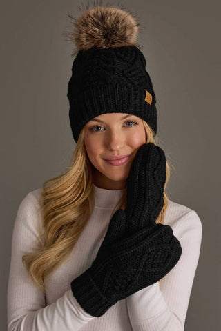 Black Cable Knit Mittens - A Bushel & A Peck