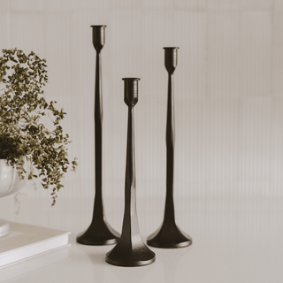 Black Cast Iron Taper Candle Holders - A Bushel & A Peck