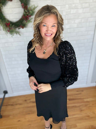 Brynn Sequin Top - Black - A Bushel & A Peck