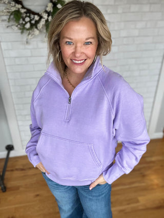 Cally Quarter Zip - Lavender new - A Bushel & A Peck