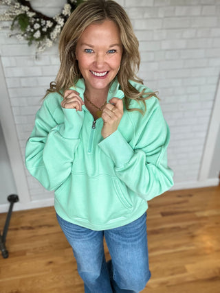 Cally Quarter Zip - Mint - A Bushel & A Peck