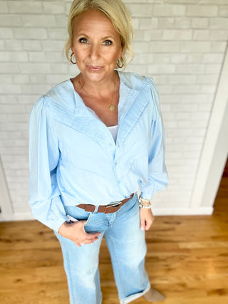 Calvin Blouse - Light Blue - A Bushel & A Peck