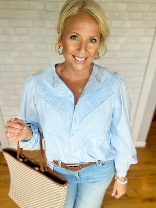 Calvin Blouse - Light Blue - A Bushel & A Peck