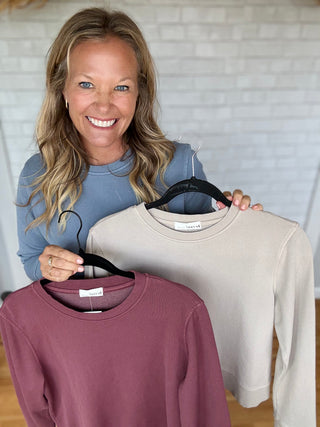 Carrie Crew Sweatshirt - Merlot - A Bushel & A Peck