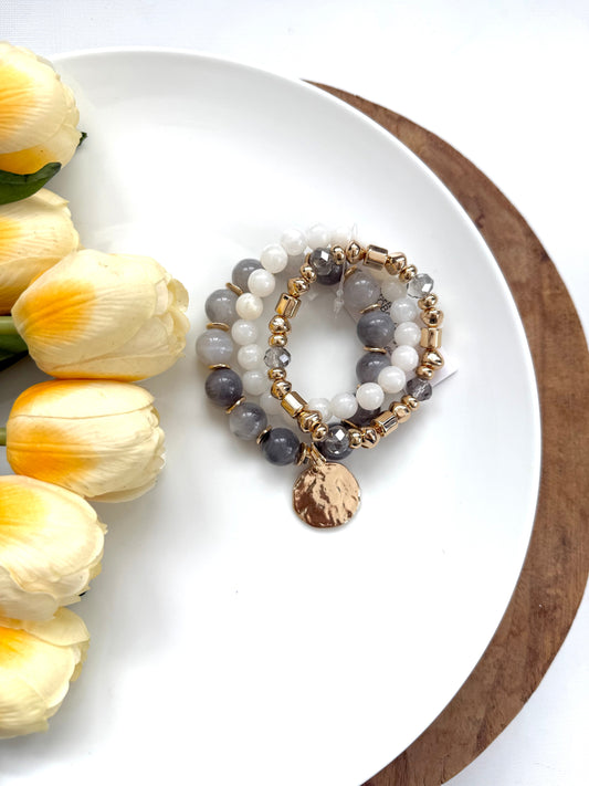 Coin Bracelet - Grey - A Bushel & A Peck