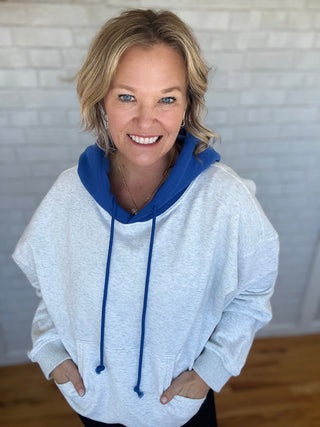 Contrast Hoodie - Blue - A Bushel & A Peck