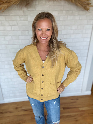 Daisy Cardigan - Mustard - A Bushel & A Peck