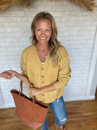 Daisy Cardigan - Mustard - A Bushel & A Peck