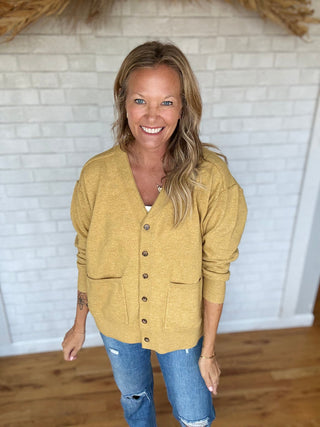 Daisy Cardigan - Mustard - A Bushel & A Peck