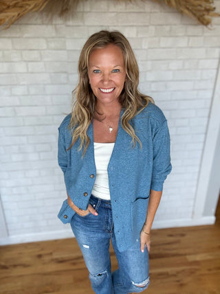 Daisy Cardigan - Teal - A Bushel & A Peck