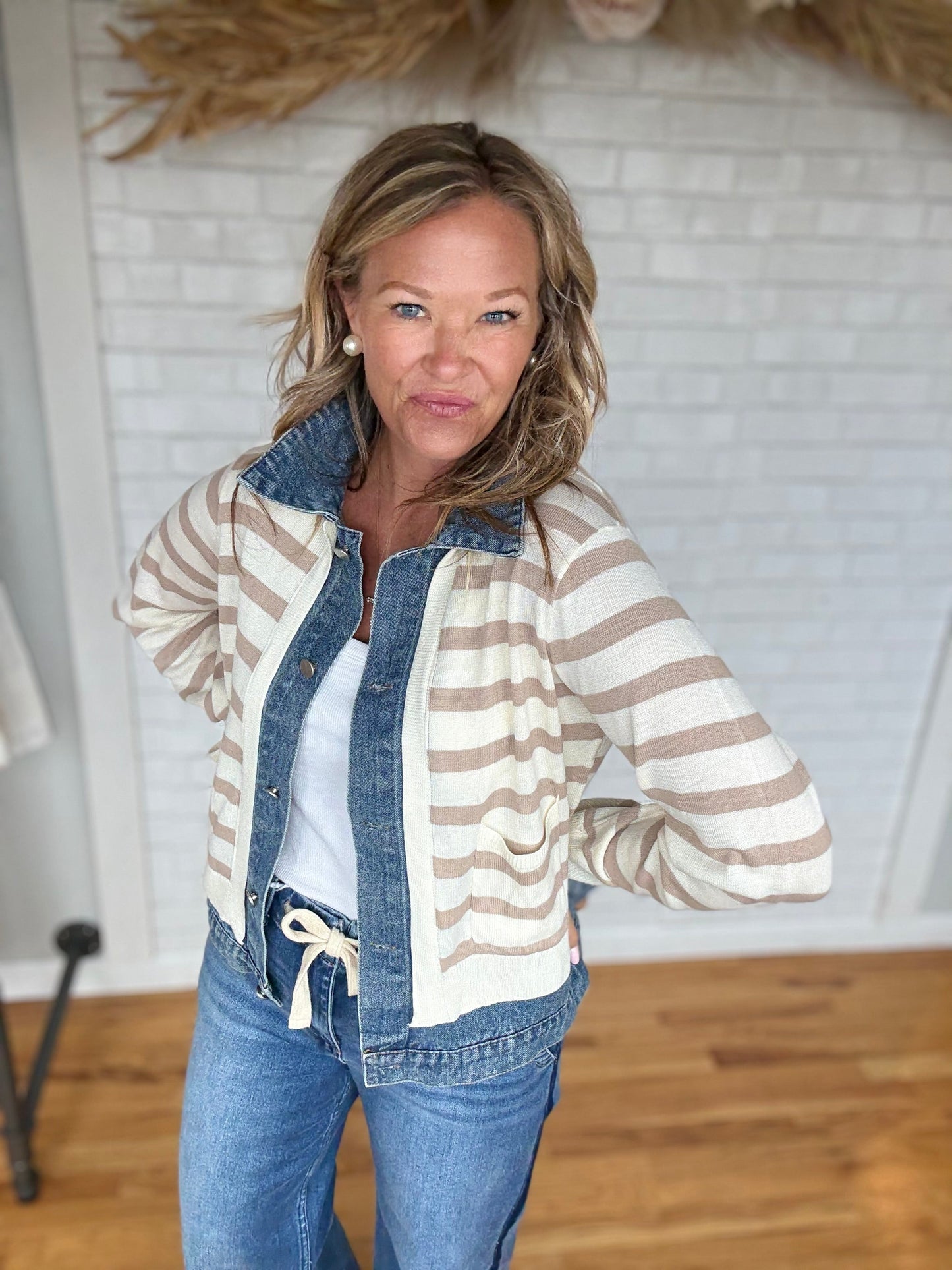 Denim Contrast Jacket - A Bushel & A Peck