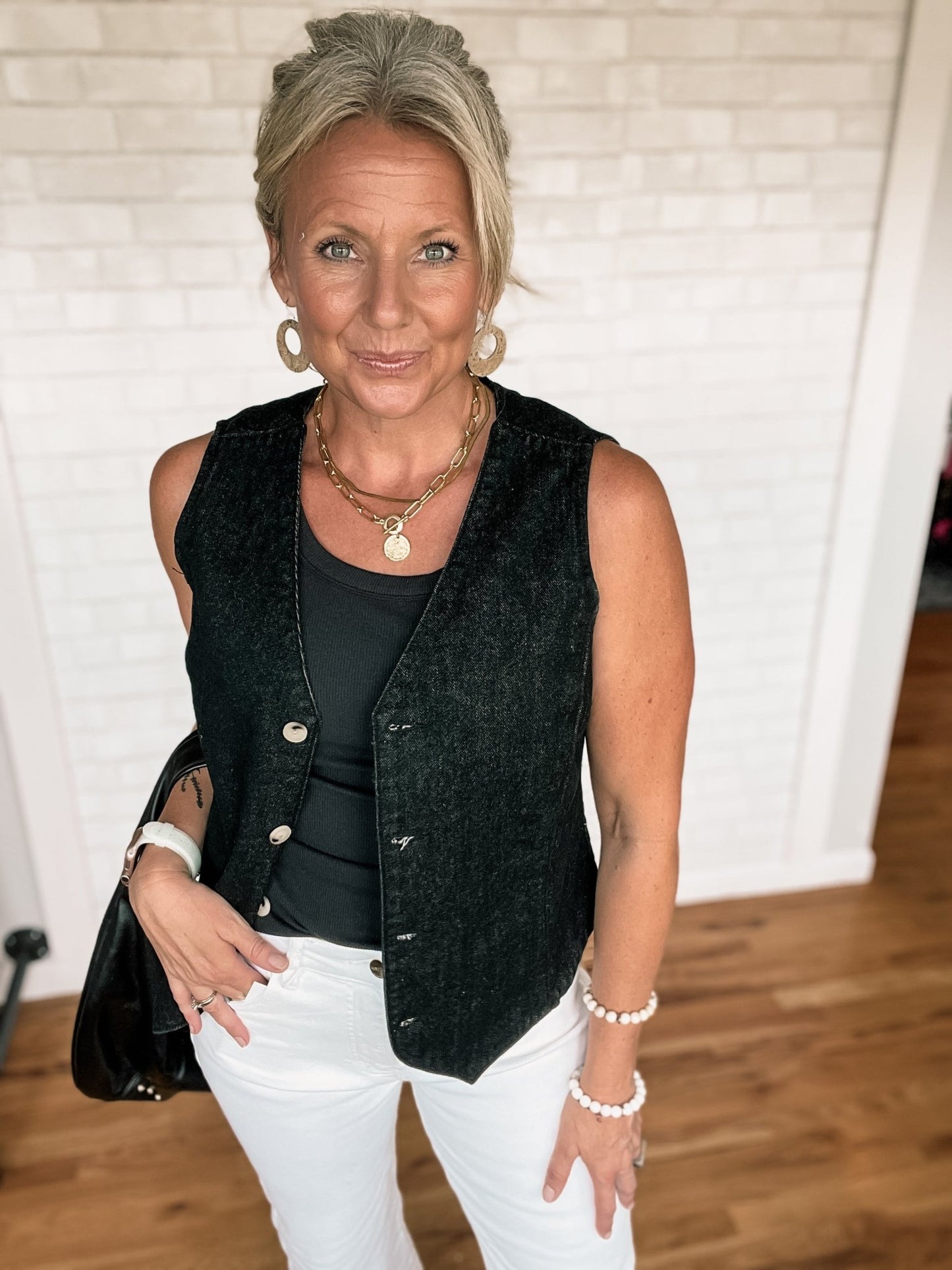 Denim Vest - Heathered Black - A Bushel & A Peck