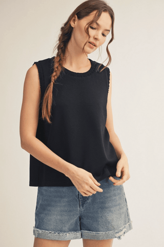 Devin Detail Tank Top - Black - A Bushel & A Peck