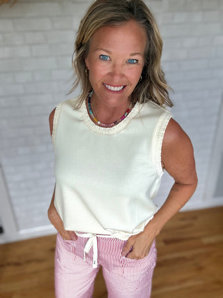 Devin Detail Tank Top - Ivory - A Bushel & A Peck