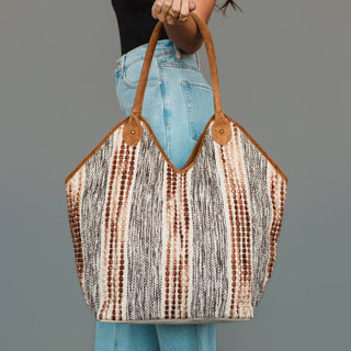 Dk. Brown & Tan Textured Tote - A Bushel & A Peck