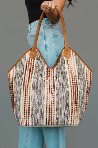 Dk. Brown & Tan Textured Tote - A Bushel & A Peck