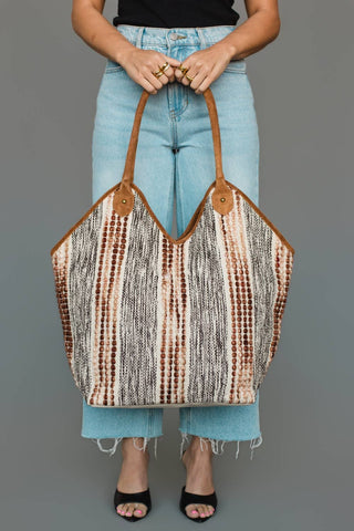 Dk. Brown & Tan Textured Tote - A Bushel & A Peck