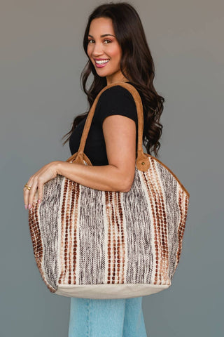 Dk. Brown & Tan Textured Tote - A Bushel & A Peck
