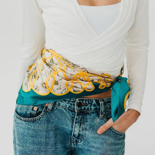 Doris Geometric Floral Square Scarf - A Bushel & A Peck