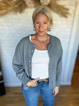 Dover Cardigan- Heather Charcoal - A Bushel & A Peck