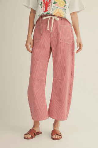 Drawstring Stripe Pants- Red - A Bushel & A Peck