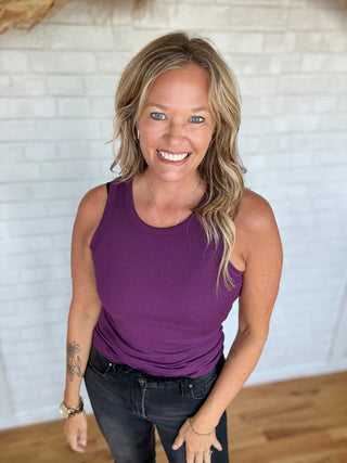 Ella Ribbed Tank Top - Purple Iris - A Bushel & A Peck
