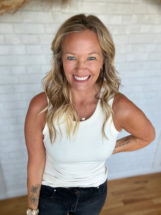 Ella Ribbed Tank Top - Vanilla - A Bushel & A Peck